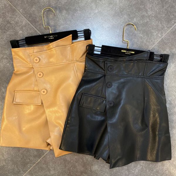 

2021 autumn new arrivals high-waist buttons decoration or irregular streetwear women's short kytv, White;black