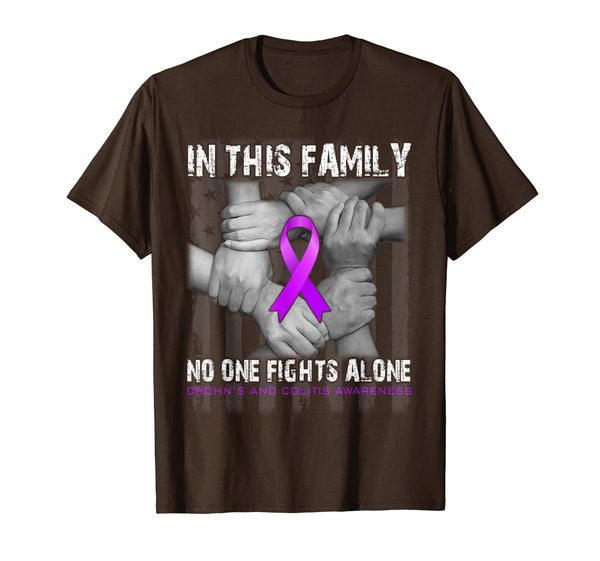 

in this family no one fights alone crohn's and colitis t-shirt, White;black