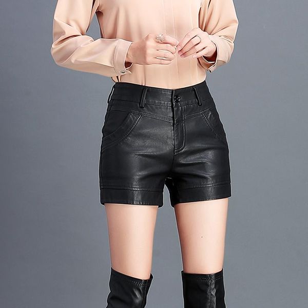 

skirts 2021 genuine leather pants woman short self-cultivation hit underpant high waist sheep skin leisure mini skirt, Black