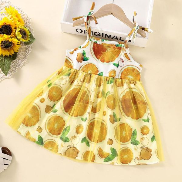 

clothing sets kids flower dress lovely girls print square collar sleeveless strappy dresses for summer children casual clothes, White