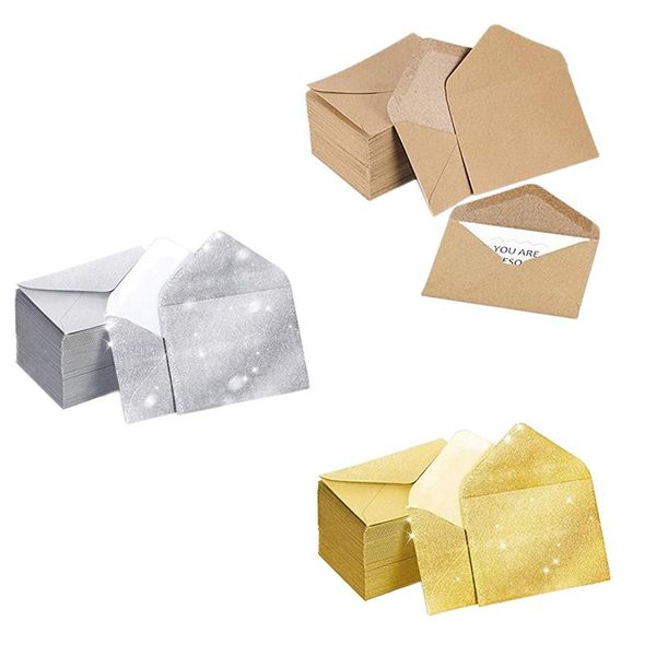 

100packs kraft paper envelopes gift card envelope sleeve for invitations business notes mini greeting cards