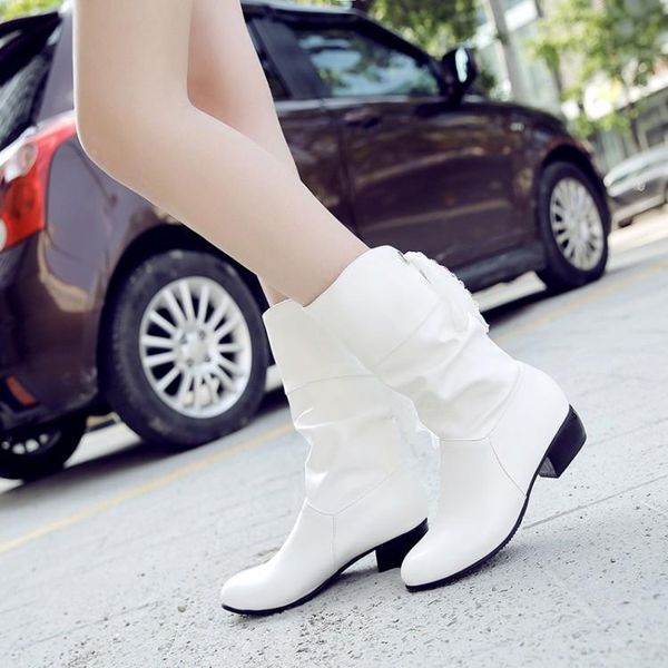 

boots big size euroamerican style roundheaded squareheeled midboots with 100 sets of jackets, Black