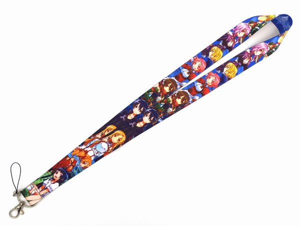 Новые 20шт -килограммы Cartoon Cartoon Japan Sword Art Online Lanyard Id Badge Holder Byrps для бретельки для мобильных телефонов оптовые ключевые сети