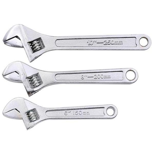 

hand tools gtbl 3piece adjustable wrench set, forged, heat treated, chrome-plated (6-inch, 8-inch, 10-inch, )