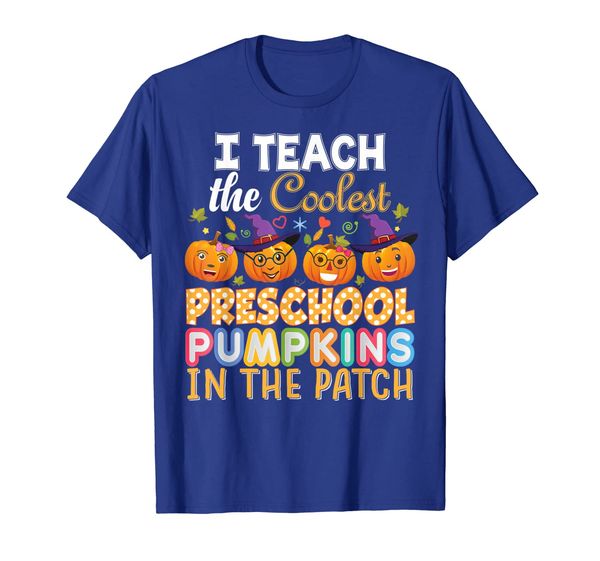 

i teach the coolest preschool pumpkins in patch t-shirt, White;black