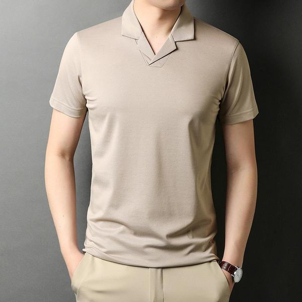 

men's t-shirts summer 2022 fashion v neck t shirt men casual solid color short sleeve t-shirt male slim fit tee homme plus size a55, White;black
