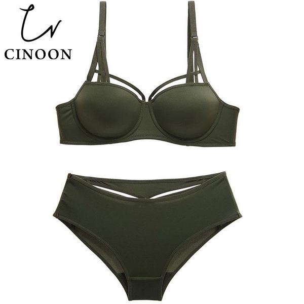 

bras sets cinoon fashion underwear thin cup lingerie push up bra set women and panties green cotton brassiere, Red;black