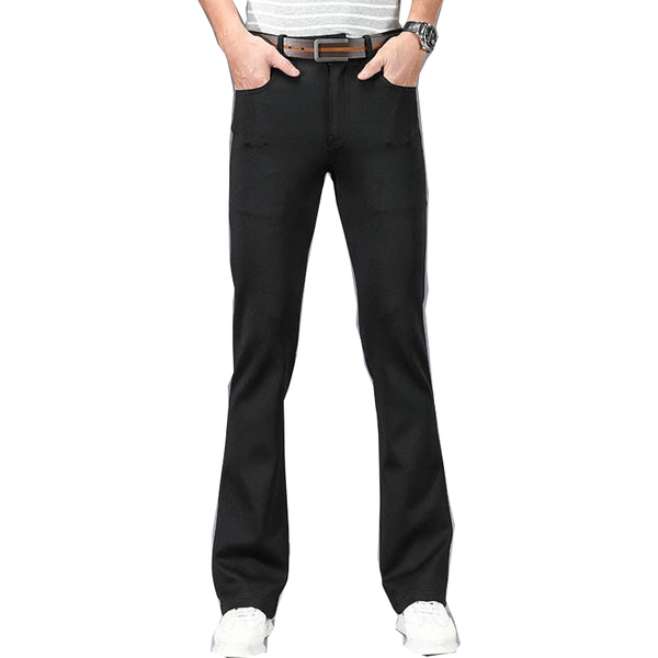 

men's pants pantalones vaqueros acampanados grandes para hombre, jeans elÃ¡sticos negros de corte pierna, holgados, diseÃ±ador, clÃ¡sicos, Black