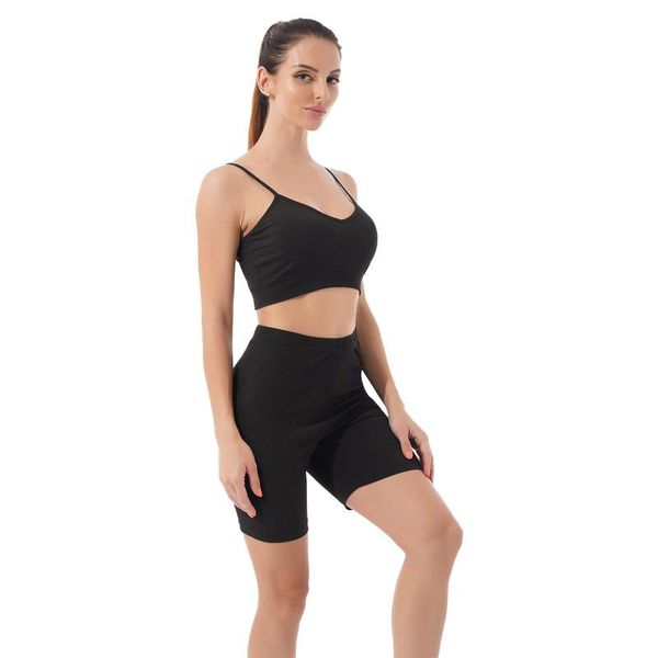 

women's tracksuits yoga suits workout outfits clothing seamless women sweet sets straps sport bras crop shorts set gym fitness sportswe, Gray