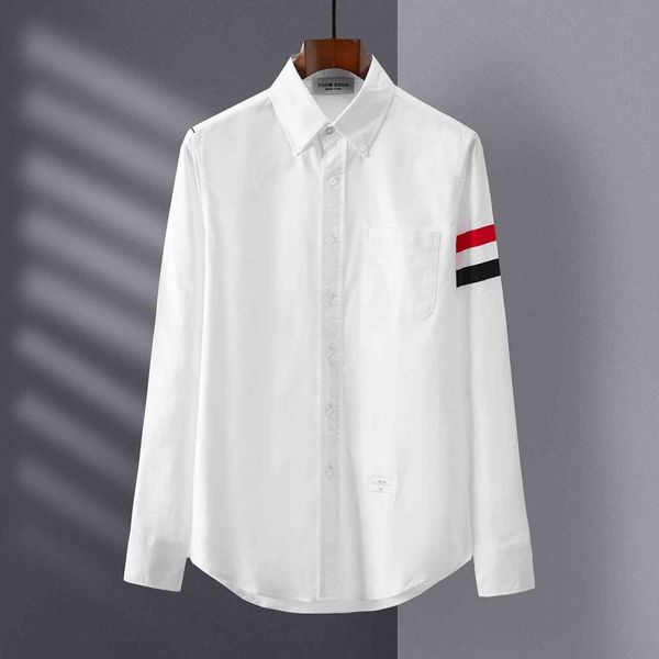 

men's and women's new tb long couple oxford spinning single sleeve color bar fashion youth casual shirt, White;black