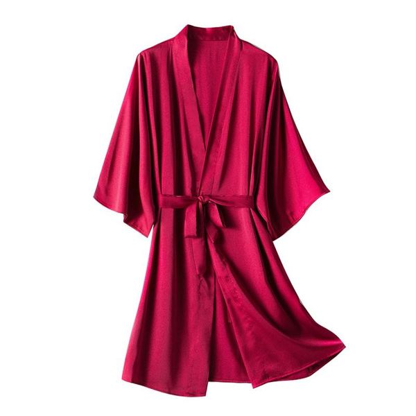 

2023 women's sleepwear women satin silk pajamas nightdress lingerie robes underwear night dress pijama ropa mujer#l4, Black;red