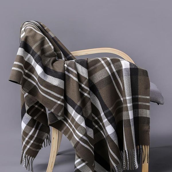 

scarves luxury cashmere womens scarf spring winter plaid cappa opera cape wraps female tippet bandana headscarf foulard mujer, Blue;gray