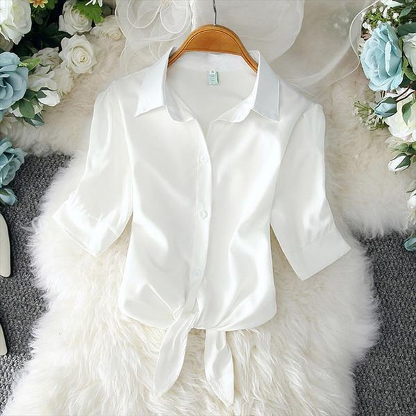 

s 4xl white summer women blouses korean loose bowknot college style short sleeve striped blouse large size