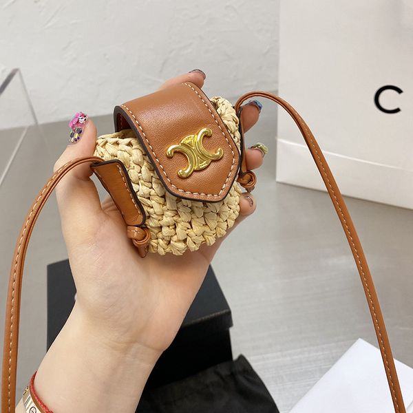

designer bags bag women s 2021 new single shoulder crossbody decoration mini straw wallet triumphal arch earphone luxury