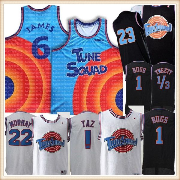 

movie space jam jersey tune squad 6 james 1 bugs taz lebron 10 23 lola 2 d.duck 22 bill murray 1/3 tweety jerseys 999, Black;red