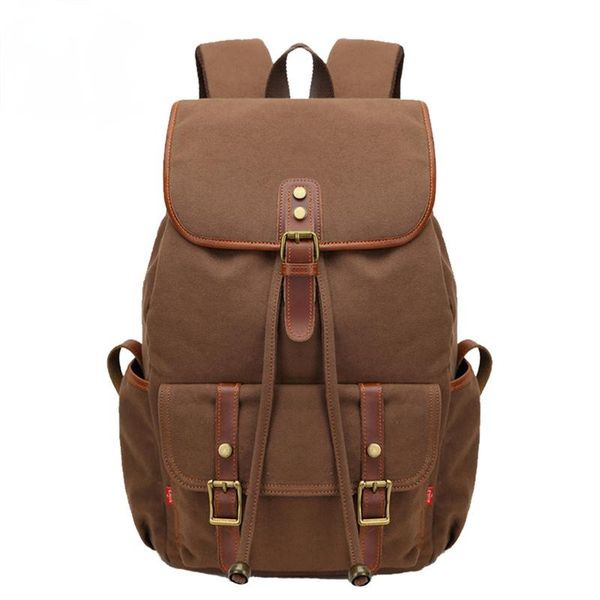 

backpack retro canvas backpacks school bag men and women bags handbag drawstring mouth shoulder