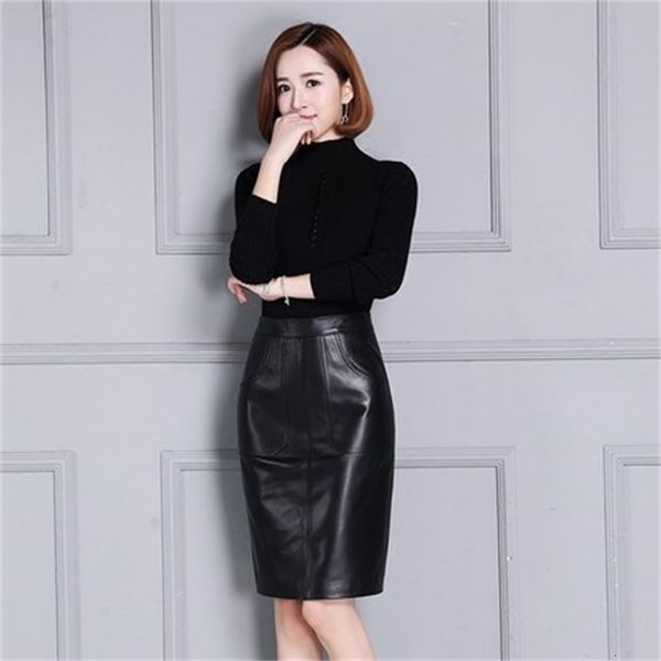 

leather skirt from hip of the waist wrap long k99 x960, Black