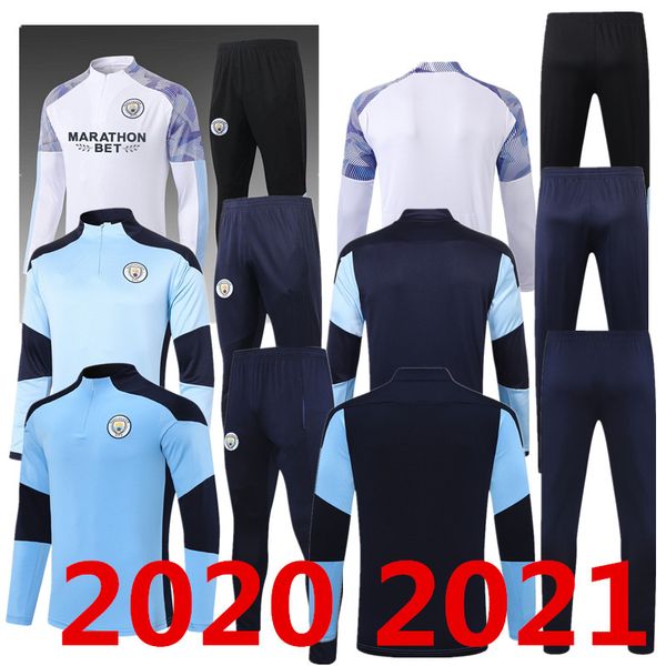 

new 2020/21 football jersey 2021 maillot de foot kun aguero mahrez 20 21 men's training suit set size s, Black