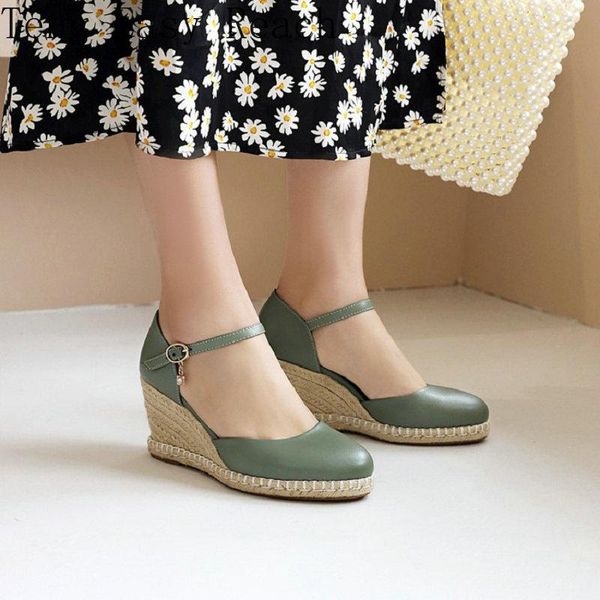 

sandals 2021 mint green milky white round toe platform wedges high heels womans pumps female summer shoes women, Black