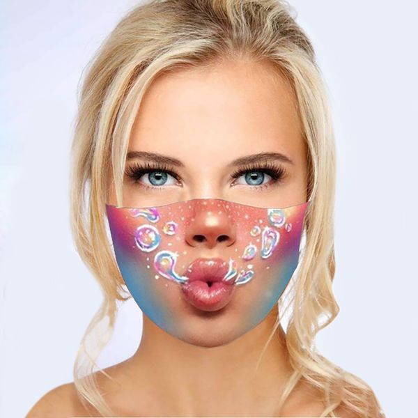 

women's summer personalized mask 3d digital printing dust, sun and haze proof washable