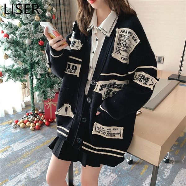 

women's knits & tees 2021 autumn knitted cardigan v-neck sweater women temperament commuter loose large size lazy wind jacket ll316, White