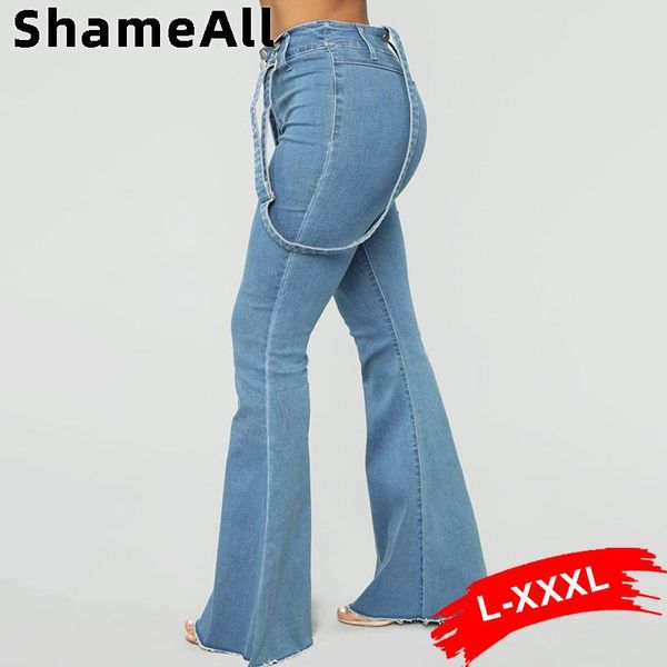 

plus size pants suspender flare jeans jumpsuits 3xl wide leg denim overalls vintage blue streetwear bib pant one piece bandage outfits