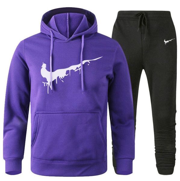 

2021 hoodies slim fit set warm tracksuit fashion men sets hooded sweatshirt male suit clothing high quality, Gray
