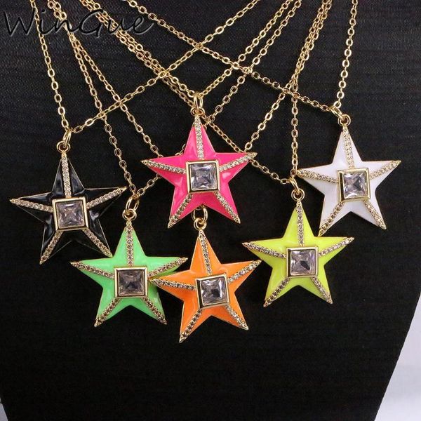 

pendant necklaces five-point stars enamel necklace for women punk gold-color choker female fashion jewelry, Silver