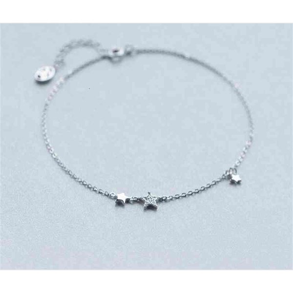 

925 real. sterling silver cz star chain anklet bracelet sterling-silver-jewelry adjustable gtls256, Red;blue