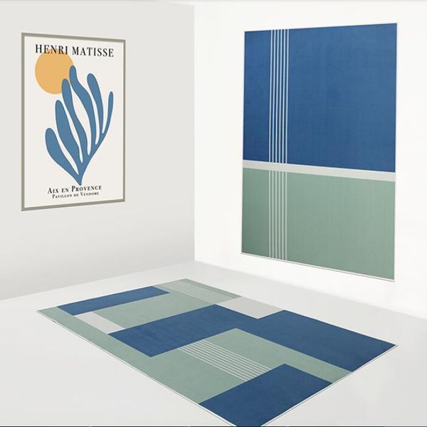 

carpets nordic carpet living room bedroom coffee table mat home blue geometric sofa bedside blanket large area full-piece rug