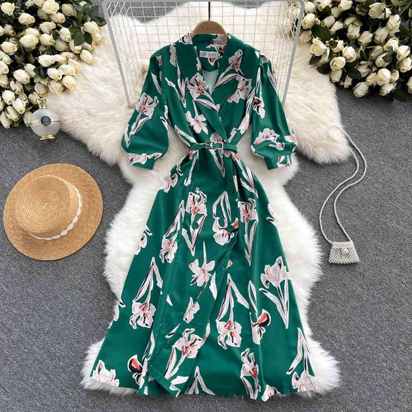 

casual dresses singiny fashion print women's dress autumn turtlenecks double-breasted the line ed chic korean streetwear long mtd6, Black;gray