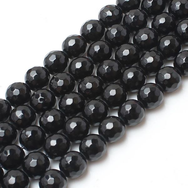 

loose gemstones natrual faceted black agate stone round beads for jewelry making bracelet necklace 4/6/8/10/12/14mm 15inches diy