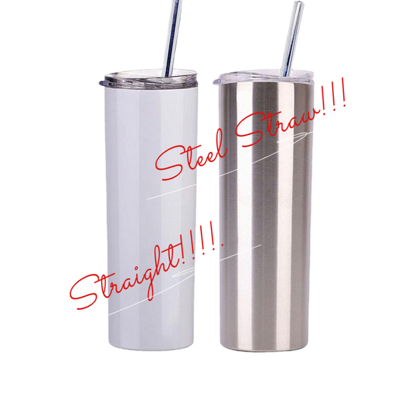 

20oz sublimartion heat transfer straight tumblers with steel straw rubber bottoms stainless steel tumbler coffee mug sublimation blanks wate