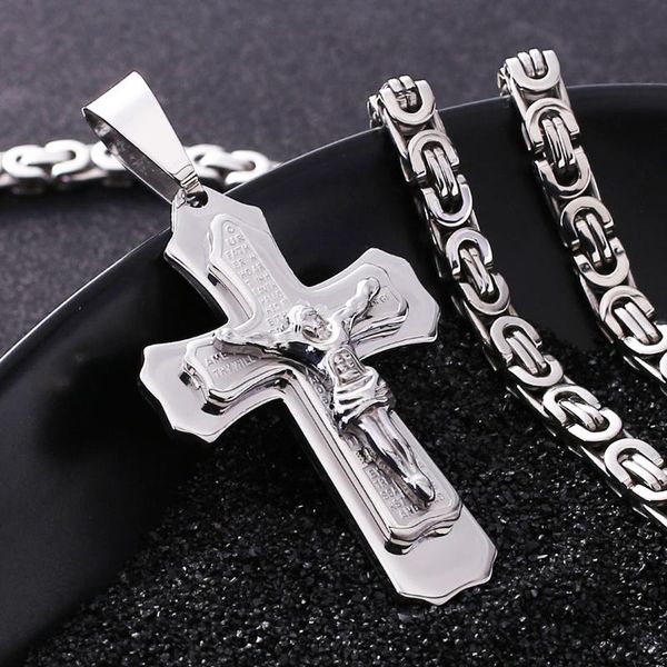 

pendant necklaces wholesale fashion jesus christ bible scripture titanium steel necklace religious jewelry birthday gift, Silver