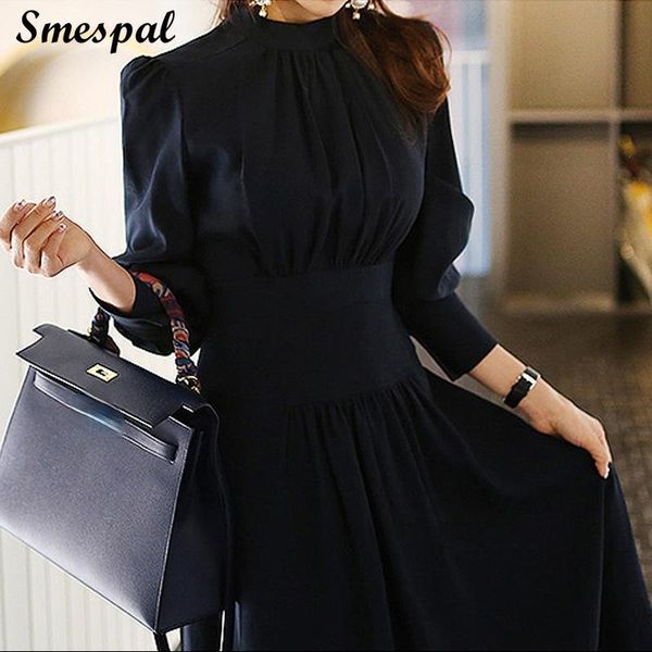

casual dresses fall dress women fashion long sleeve ol stand collar, Black;gray