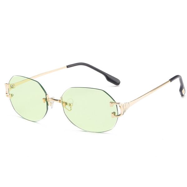 

2021 new popular trimming frameless oval shape metal luxury sunglasses for men and women