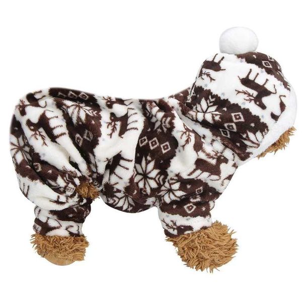 Vestuário de cães pelúcia cervos de café outono inverno quatro pés hoodies de animais de estimação roupa de pijama quente roupa para cães gatos