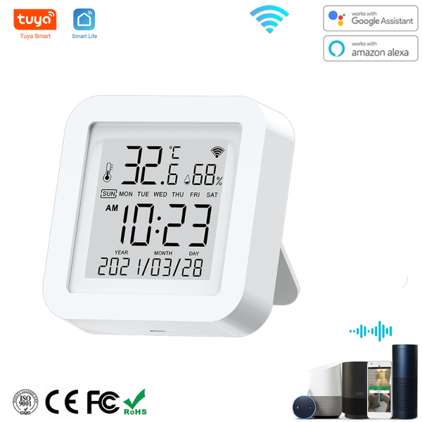 

smart home control tuya wifi temperature & humidity sensor for var smartlife remote with display support alexa google assistant