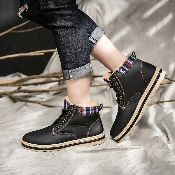 

plus size men boots vogue winter shoes men warm winter boots snow for mens sneakers shoes botas hombre j6gd#, Black