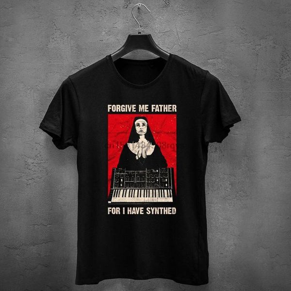 Herren T-Shirts Vergib mir Vater, denn ich habe Vintage Analog Synthesizer Retro Synth Studio Gear T-Shirt synthetisiert