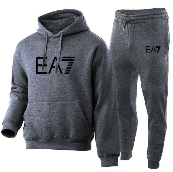 

2021 men running tracksuit autumn sportswear sport suit sweatshirt sweatpants mens clothing 2 pieces sets jogging, Gray