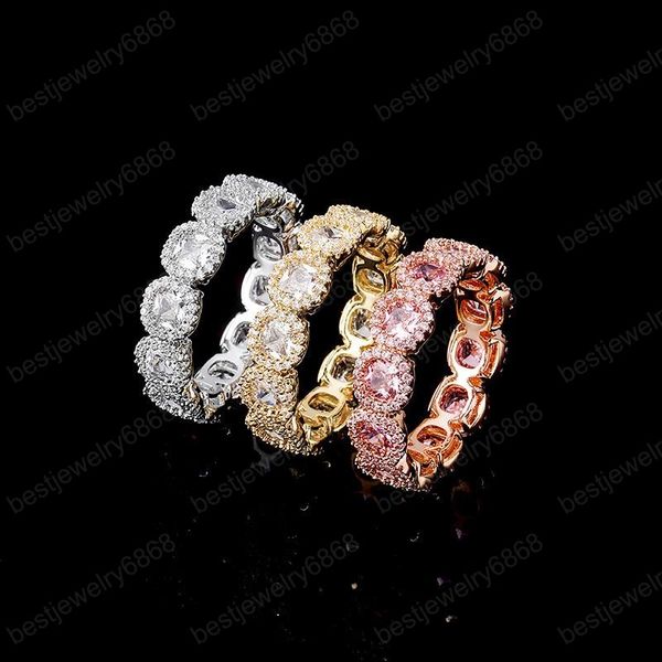 

new cubic zirconia rings iced out micro pave cool men women couple gold color hip hop jewelry for sister gift, Silver