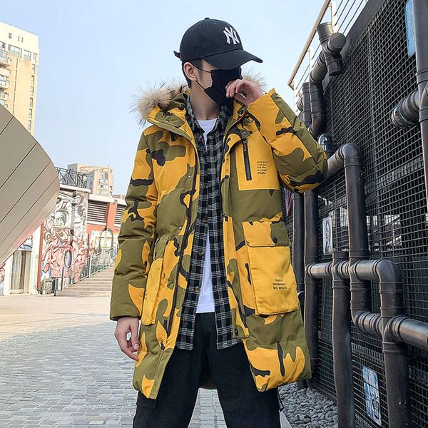 

autumn cotton padded jacket men's thickened fat cotton padded jacket 2020 new camouflage medium length large size down jacket men, Black