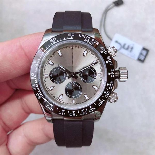 

wristwatches 2021 mens watch rubber strap dial ceramic bezel sapphire crystal automatic mechanical movement male, Slivery;brown