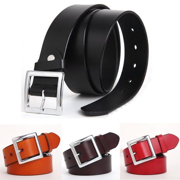 

belts style men/women genuine leather est luxury metal pin buckle belt women jeans waistbands width 3.2cm, Black;brown