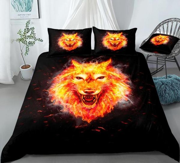 

wolf bedding set fire wife bed linen wild animal duvet cover set kids teens home textile wild life bed set girls boys bedcloth
