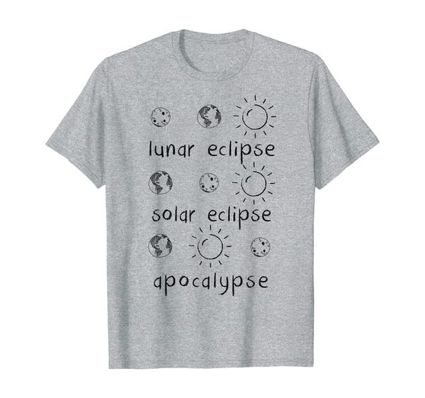 

lunar solar eclipse and apocalypse science t-shirt, White;black
