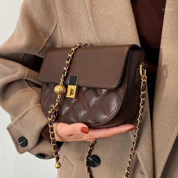 

evening bags vintage lattice 2021 fashion high-quality pu leather women designer handbag chain shoulder messenger purses