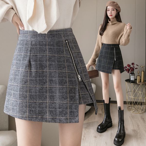 

chess mode 2021 autumn new high-waisted wool skirt anti-empty line xf8u, Black