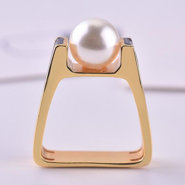 

cluster rings 14k gold pearl diamond ring for women men square anillo wedding bizuteria z jewelry fashion gemstone, Golden;silver